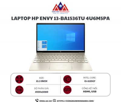 Laptop HP Envy 13-ba1536TU 4U6M5PA (Core™ i5-1135G7/ 8GB/ 512GB/ Intel® Iris® Xe/ 13.3 inch FHD/ Win 11/ Vàng)