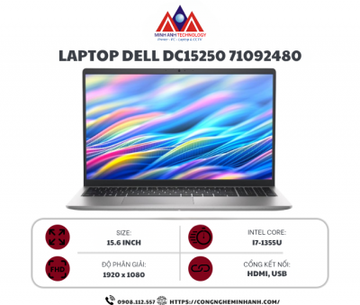 Laptop Dell 15 DC15250 71092480 (i7 1355U/ 16GB/ 512GB SSD/ 15.6 inch FHD/ 120Hz/ Win 11/ Office/ Silver/ 1Y)