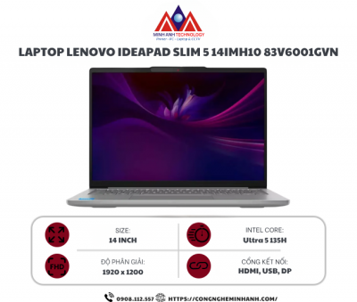 Laptop Lenovo IdeaPad Slim 5 14IMH10 83V6001GVN (Ultra 5 135H/ 16GB/ 512GB SSD/ 14 inch WUXGA OLED/ Win11/ Grey/ 2Y)