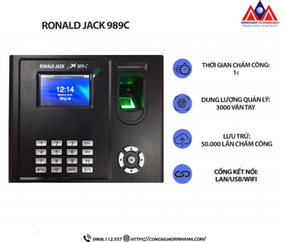 Máy chấm công vân tay Ronald Jack 989C