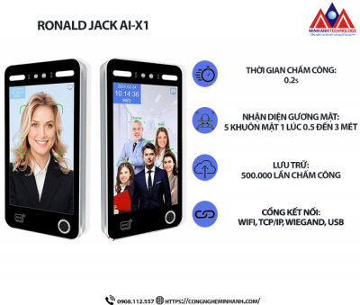 Máy Chấm Công Khuôn Mặt Ronald Jack AI-X1