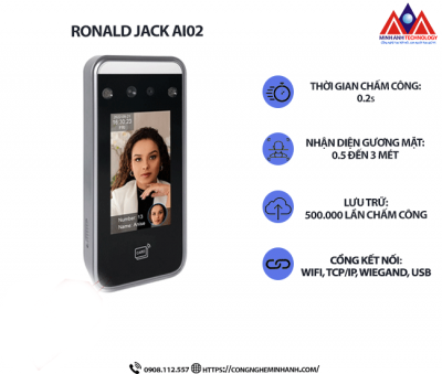 Máy Chấm Công Khuôn Mặt Ronald Jack AI02
