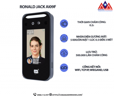 Máy Chấm Công Khuôn Mặt Ronald Jack AI09F