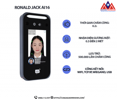 Máy Chấm Công Khuôn Mặt Ronald Jack AI-16