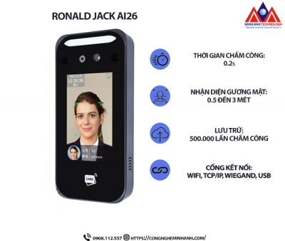 Máy Chấm Công Khuôn Mặt Ronald Jack AI-26