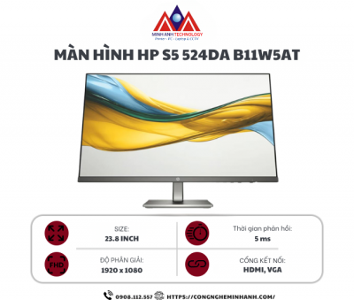 Màn hình HP S5 524da B11W5AT (24.0Inch/ Full HD/ 5ms/ 100HZ/ 300cd/m2/ IPS)