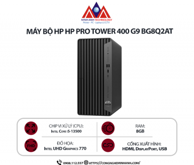 Máy bộ HP Pro Tower 400 G9 BG8Q2AT (I5 13500/ 8GB/ 512GB SSD/ Wifi + BT/ Win11)