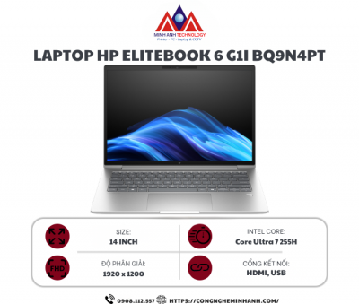 Laptop HP EliteBook 6 G1i 14 BQ9N4PT (Ultra 7 255H/ 16GB/ 512GB SSD/ 14 inch WUXGA/ Win11/ Silver/ Vỏ nhôm)