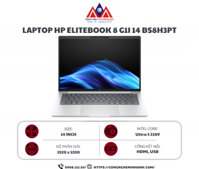Laptop HP EliteBook 8 G1i 14 BS8H3PT (Ultra 5 228V/ 32GB/ 512GB SSD/ 14.0 inch WUXGA Touch/ Win 11 Home SL/ Silver)