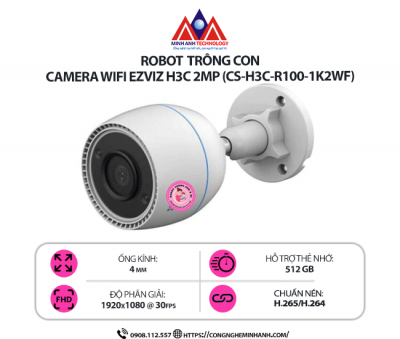 Camera Wifi EZVIZ H3C 2MP (CS-H3C-R100-1K2WF) – Chống Nước IP67, Báo Động Chủ Động, Hồng Ngoại Ban Đêm