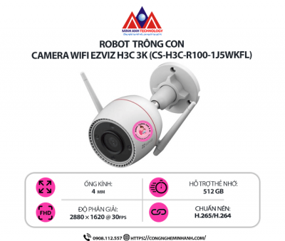 Camera Wifi EZVIZ H3C 3K (CS-H3C-R100-1J5WKFL) – Độ Nét 3K, Báo Động Thông Minh, Đàm Thoại 2 Chiều