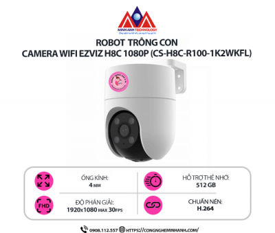 CAMERA WIFI EZVIZ H8C 1080P (CS-H8C-R100-1K2WKFL) – Quay quét 360 độ, Có màu ban đêm, Báo động thông minh