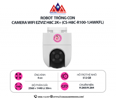 Camera Wifi EZVIZ H8C 2K+ (CS-H8C-R100-1J4WKFL) – Quay Quét 360°, Đàm Thoại 2 Chiều, Cảnh Báo Thông Minh