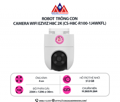 Camera Wifi EZVIZ H8C 2K (CS-H8c-R100-1J4WKFL) – Quay Quét 360°, Đàm Thoại 2 Chiều, Cảnh Báo Thông Minh