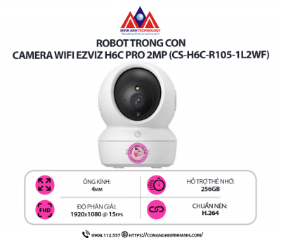 Camera Wifi EZVIZ H6C Pro 2MP (CS-H6C-R105-1L2WF) – Xoay 360°, Đàm Thoại 2 Chiều, Phát Hiện Chuyển Động Thông Minh