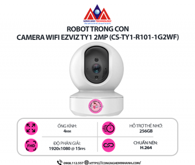 Camera Wifi EZVIZ TY1 2MP (CS-TY1-R101-1G2WF) - Quay quét 360°, Đàm thoại 2 chiều, Báo động thông minh
