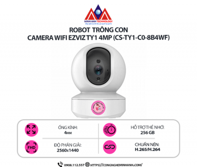 Camera WiFi EZVIZ TY1 4MP (CS-TY1-C0-8B4WF) – Quay Quét 360°, Đàm Thoại 2 Chiều, Phát Hiện Chuyển Động Thông Minh