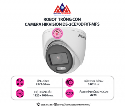 Camera Hikvision DS-2CE70DF0T-MFS – Camera Analog 2MP, Quan Sát Đêm Có Màu