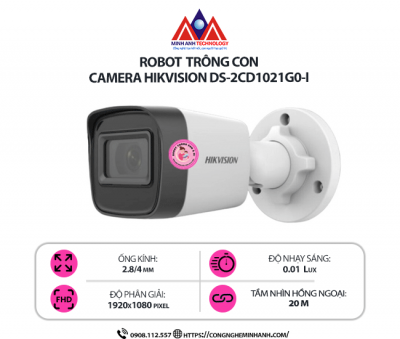 Camera Hikvision DS-2CD1021G0-I - Camera IP 2MP, Hồng Ngoại 30m, Chống Nước IP67