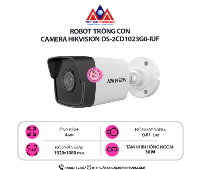 Camera Hikvision DS-2CD1023G0-IUF - Camera IP 2MP, Hỗ Trợ Mic, Quan Sát Ngày Đêm