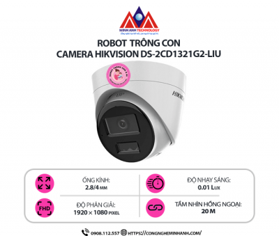 Camera Hikvision DS-2CD1321G2-LIU - Camera IP 2MP, Hình Ảnh Sắc Nét, Tích Hợp Mic