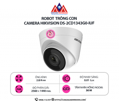 Camera Hikvision DS-2CD1343G0-IUF – Camera IP 4MP, Hỗ Trợ Mic, Hình Ảnh Sắc Nét