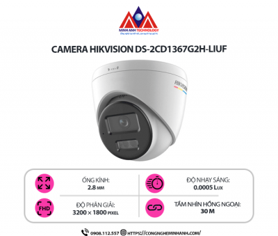 Camera Hikvision DS-2CD1367G2H-LIUF - Giải Pháp Giám Sát 24/7 Với Chất Lượng 6MP Sắc Nét
