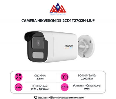 Camera Hikvision DS-2CD1T27G2H-LIUF - Công Nghệ Phát Hiện Chuyển Động Chính Xác, Âm Thanh Hai Chiều