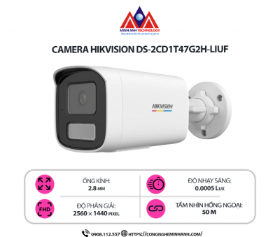 Camera Hikvision DS-2CD1T47G2H-LIUF -  Độ phân giải cao, chống trộm hiệu quả