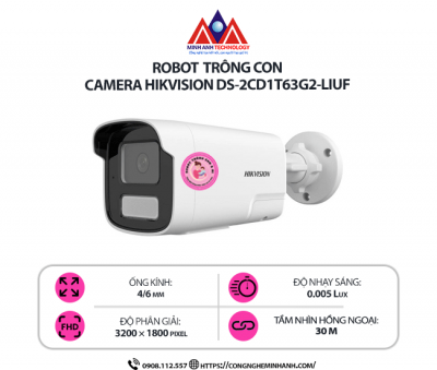 Robot Trông Con Hikvision DS-2CD1T63G2-LIUF - Camera An Ninh Tốt Nhất Cho Gia Đình, Giám Sát 24/7