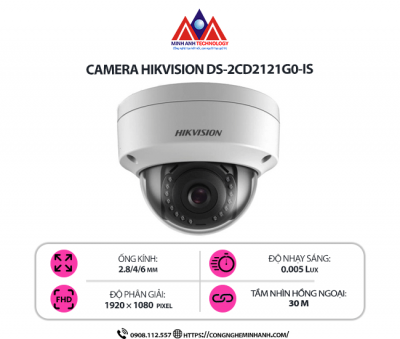 Camera Hikvision DS-2CD2121G0-IS – Độ Phân Giải HD 2MP, Bảo Vệ An Ninh Ngôi Nhà Bạn 24/7