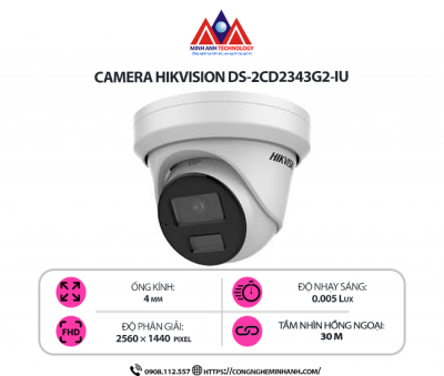 Camera Hikvision DS-2CD2343G2-IU - Công Nghệ Ghi Âm Hiện Đại, Hình Ảnh Sắc Nét 4MP