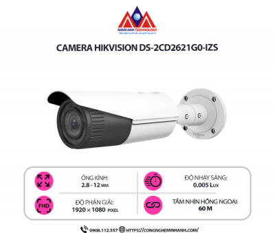 Camera Hikvision DS-2CD2621G0-IZS - Zoom 4X Tự Động, Hình Ảnh Sắc Nét, Giám Sát Toàn Diện