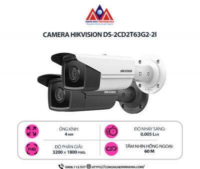 Camera Hikvision DS-2CD2T63G2-2I - Giám Sát Mạnh Mẽ, Hình Ảnh Siêu Nét 6MP Cho Mọi Điều Kiện