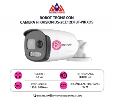 Camera Hikvision DS-2CE12DF3T-PIRXOS – Quan Sát Ngày Đêm, Cảnh Báo Chuyển Động PIR