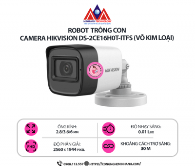 Camera Hikvision DS-2CE16H0T-ITFS - Full HD 5MP, Vỏ Kim Loại, Có Mic, Chống Nước IP67