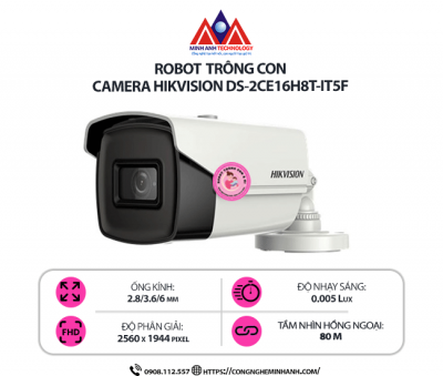 Camera Hikvision DS-2CE16H8T-IT5F – Camera Quan Sát 5MP, Hồng Ngoại 80m, Chống Nước IP67