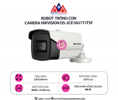 Camera Hikvision DS-2CE16U1T-IT5F - 8MP Ultra HD, Hồng Ngoại 80m, Chống Nước IP67