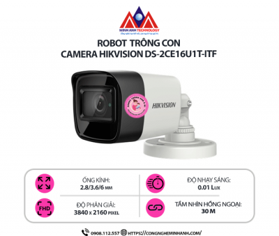 Camera Hikvision DS-2CE16U1T-ITF - 8MP, Hình Ảnh Sắc Nét, Hồng Ngoại 30m
