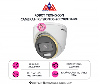 Camera Hikvision DS-2CE70DF3T-MF – Chống nước, Góc rộng, Hình ảnh sắc nét