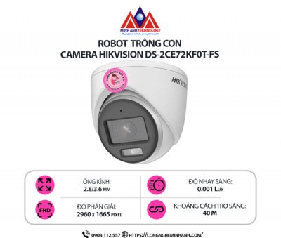 Camera Hikvision DS-2CE72KF0T-FS – Hình ảnh sắc nét, có màu 24/7, ghi âm