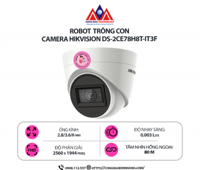 Camera Hikvision DS-2CE78H8T-IT3F – Camera Dome 5MP, Hồng Ngoại 60m, Siêu Nét, Giá Tốt