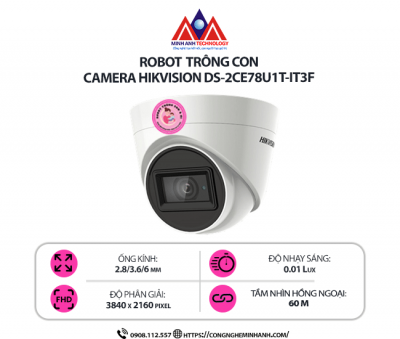 Camera Hikvision DS-2CE78U1T-IT3F – 8MP, Hồng Ngoại 60m, Siêu Nét, Giá Tốt