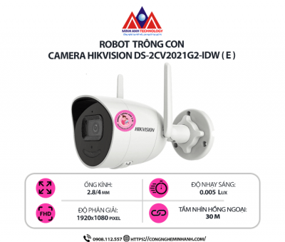 Camera Hikvision DS-2CV2021G2-IDW (E) - Camera Wifi 2MP, Hồng Ngoại, Chuẩn IP66