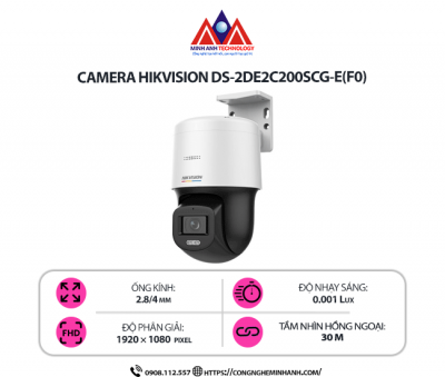 Camera Hikvision DS-2DE2C200SCG-E(F0) - Quan Sát Toàn Cảnh, Xoay 360°, Hình Ảnh Sắc Nét 2MP