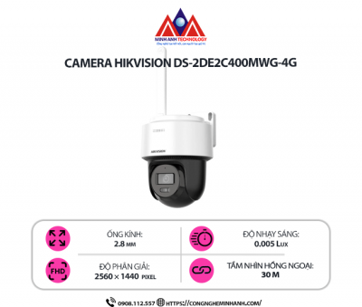 Camera Hikvision DS-2DE2C400MWG-4G - Giải Pháp An Ninh Toàn Diện Với Kết Nối 4G, Quay Quét 360° Cực Đỉnh