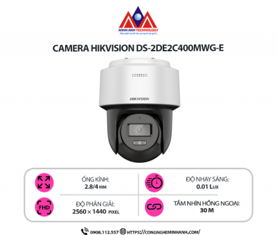 Camera Hikvision DS-2DE2C400MWG-E - Camera An Ninh 4MP Đẳng Cấp - Zoom Quang Học, Tầm Nhìn Xa, Chống Nước IP66