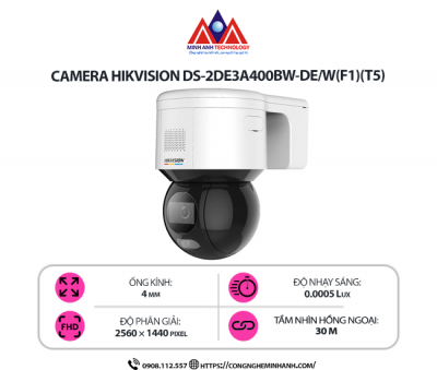 Camera Hikvision DS-2DE3A400BW-DE/W(F1)(T5) - Giám Sát Toàn Diện, Sắc Nét Ban Đêm, Công Nghệ AI Ưu Việt