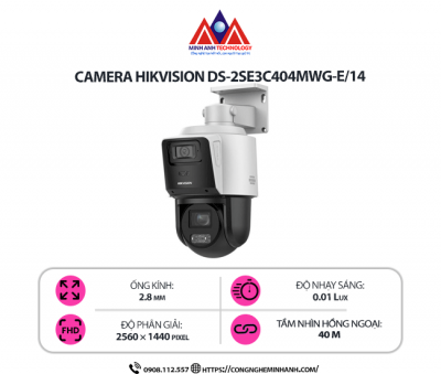 Camera Hikvision DS-2SE3C404MWG-E/14 - Zoom Quang 4X, AI Phát Hiện Chuyển Động, Chuẩn IP66, Hình Ảnh Sắc Nét 4MP