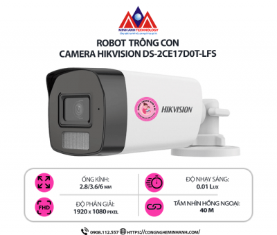 Camera Hikvision DS-2CE17D0T-LFS -Quan Sát Ngày Đêm, Ghi Âm Rõ Nét